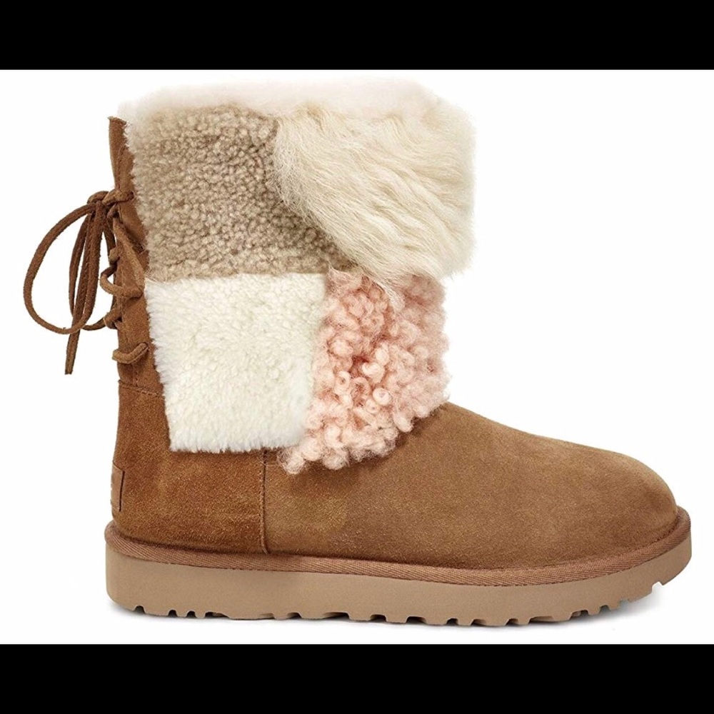 👢NEW!!👢PATCHWORK FLUFF UGG SZ 6